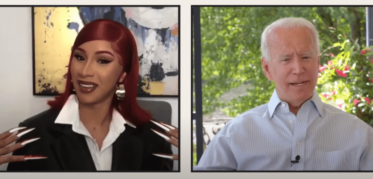 Cardi b e joe biden durante evento online organizado pela rapper