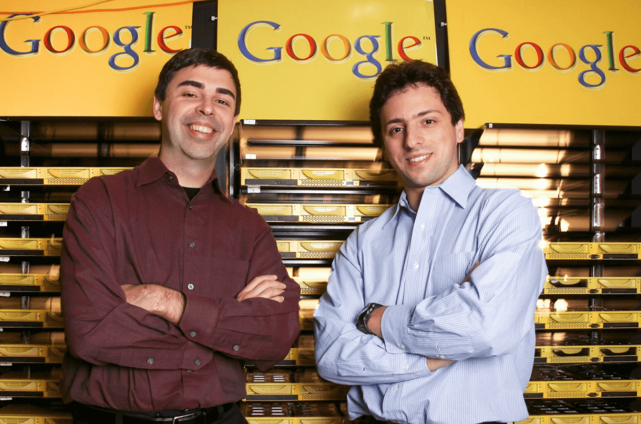 Foto mostra os fundadores da empresa bilionária google