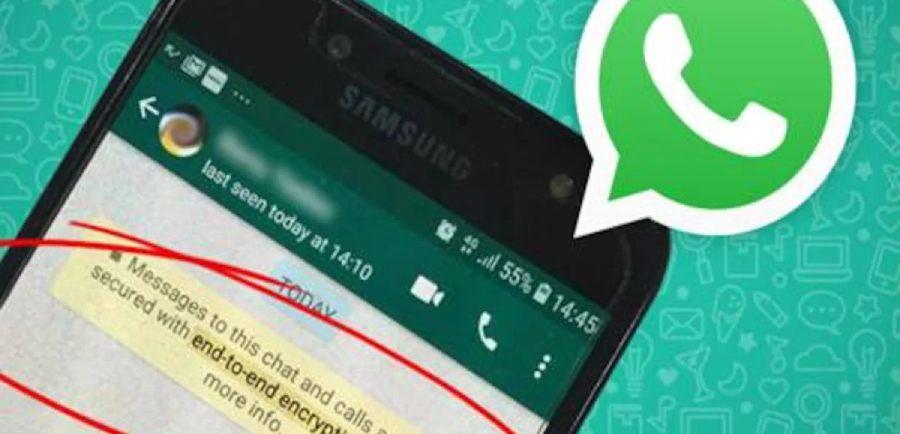 Telefone com whatsapp mostrando aviso de criptografia