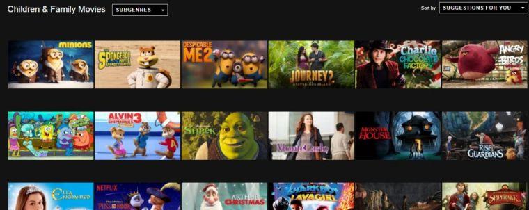 Tela de seleção de filmes do netflix