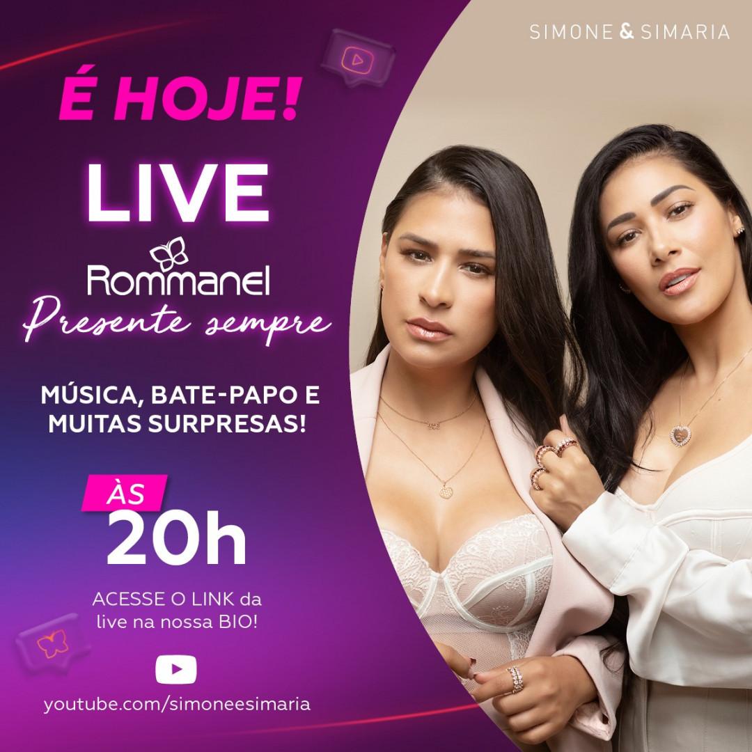 Imagem mostra anúncio de live de simone e simaria