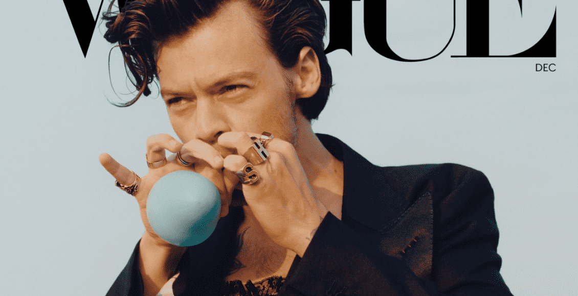 Imagem mostra Harry Styles na capa da Vogue