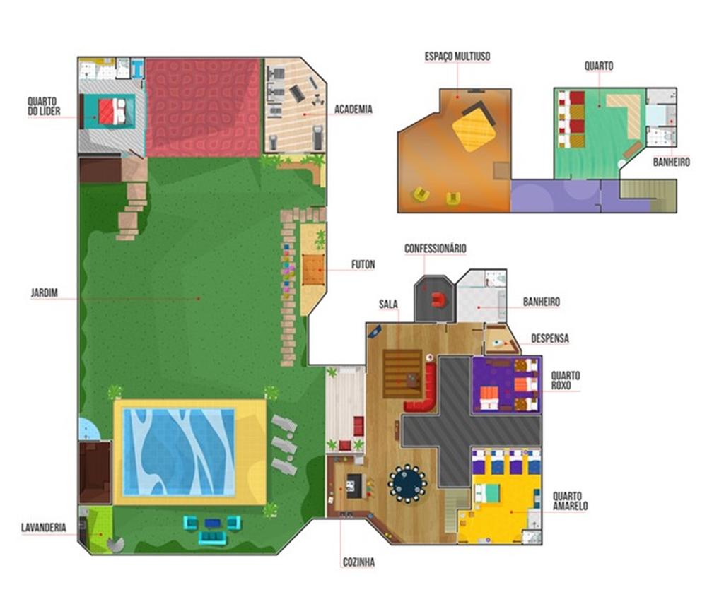 Imagem mostra a planta da casa do bbb 16 -