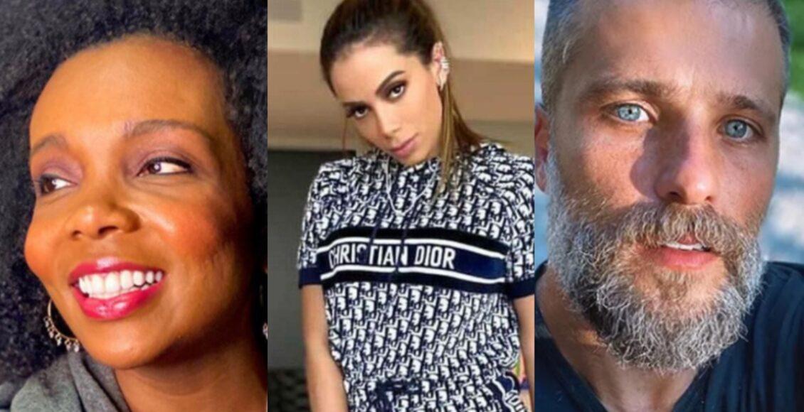 Na imagem Thelma Assis do BBB20, Anitta e Bruno Gagliassio - famosos que comemoraram a vacina famosos vacina