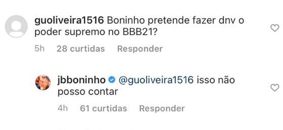 Boninho responde dúvidas sobre o bbb 21