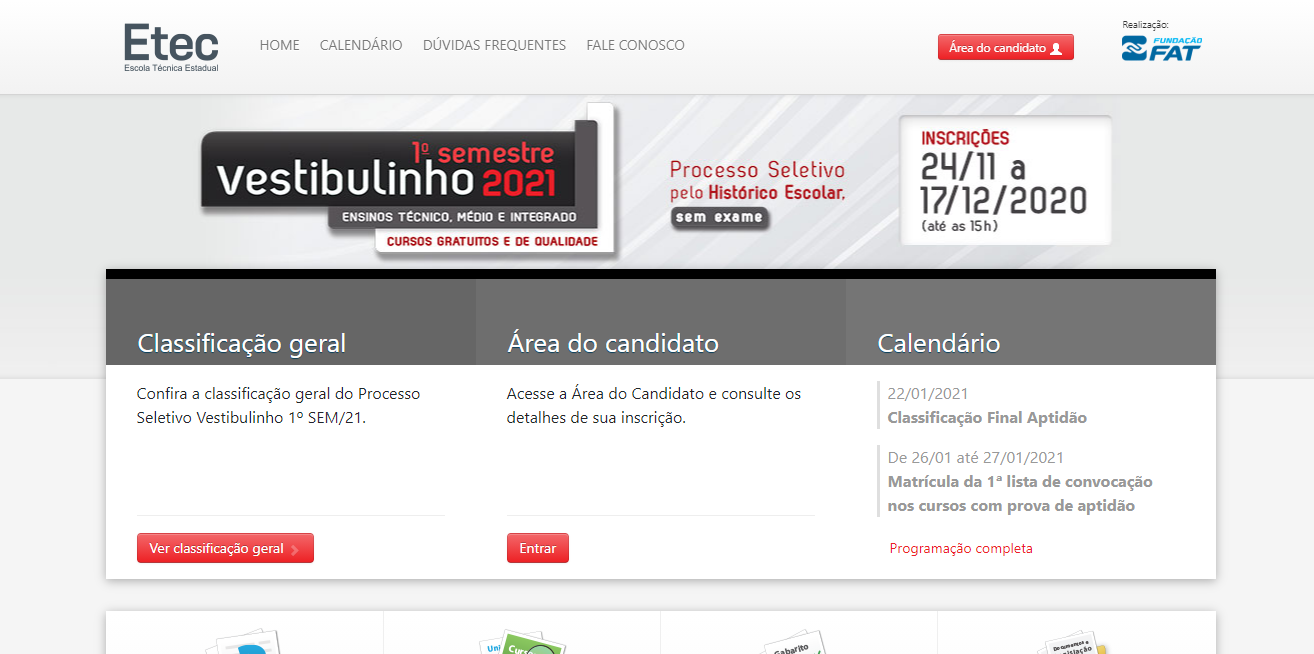 Site vestibulinho etec