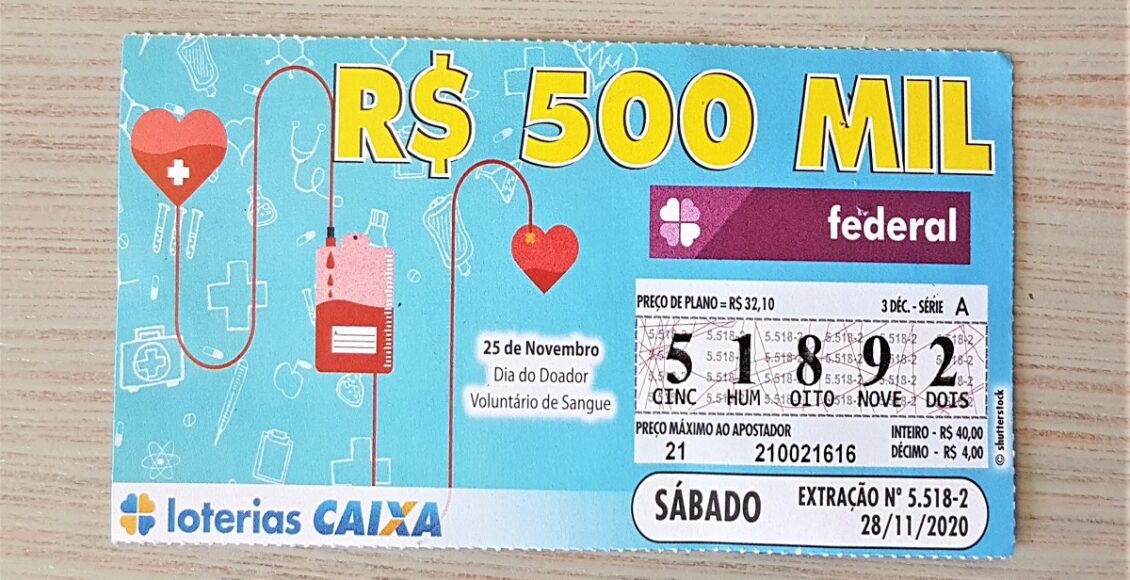 A imagem mostra um bilhete da loteria Federal 5549