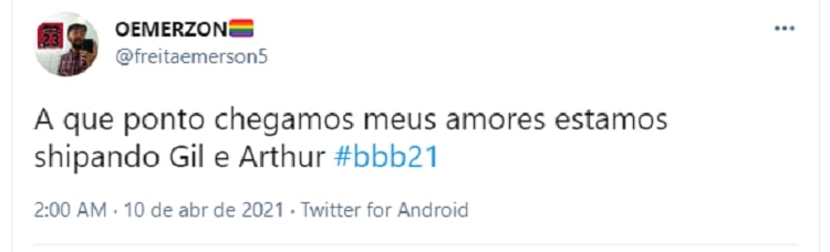 Tweet sobre bbb21