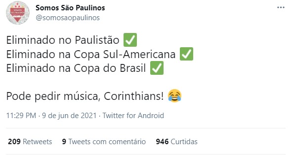 Memes da eliminação do corinthians 2021