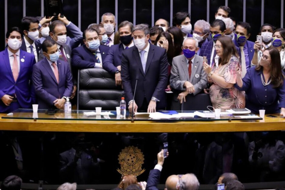 Foto mostra Câmara dos Deputados durante a eleição de Arhur Lira para presidente da Casa, em 2021