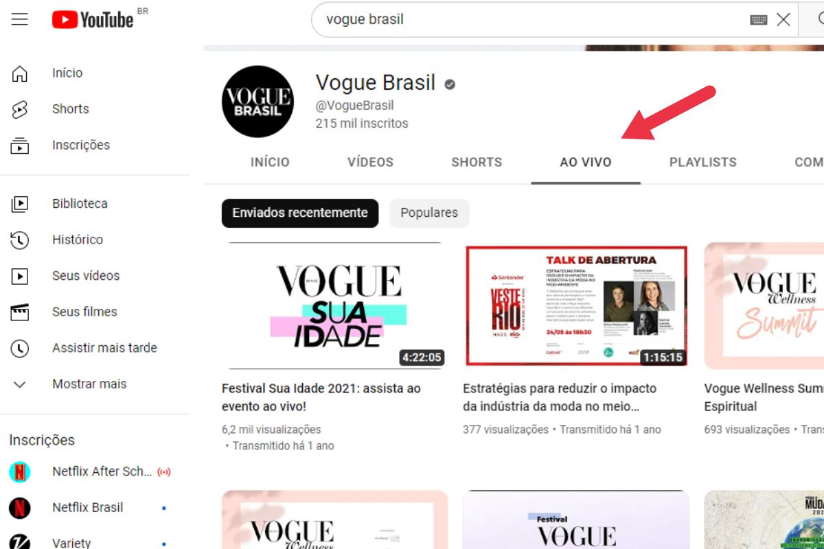 Imagem do perfil na plataforma de vídeo