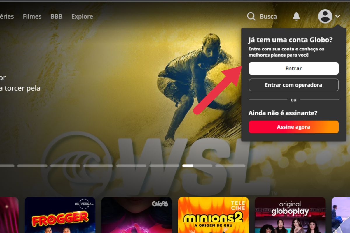 Menu da globoplay