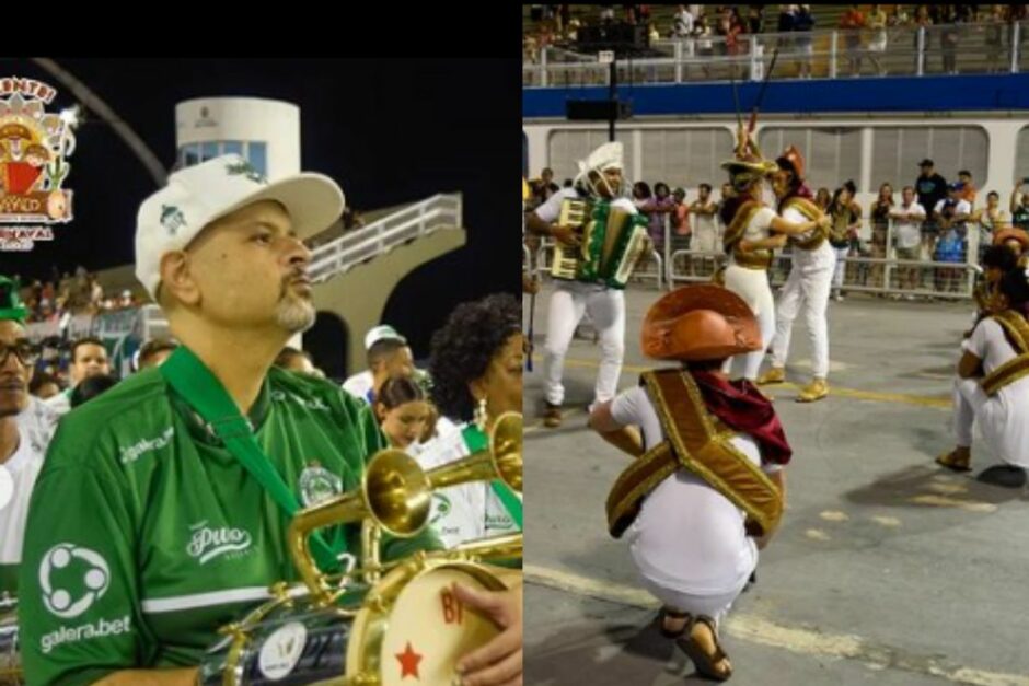 Mancha verde na foto, escola que está na ordem dos desfiles de hoje