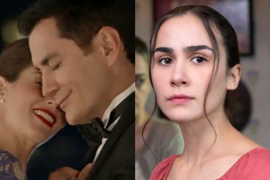 Alvaro e Ariadna na novela vencer o desamor e dafne na imagem da direita