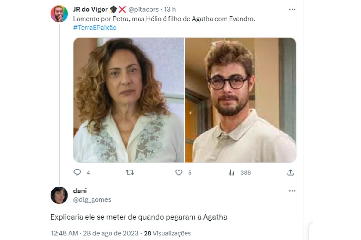 Tweet helio filho de agatha