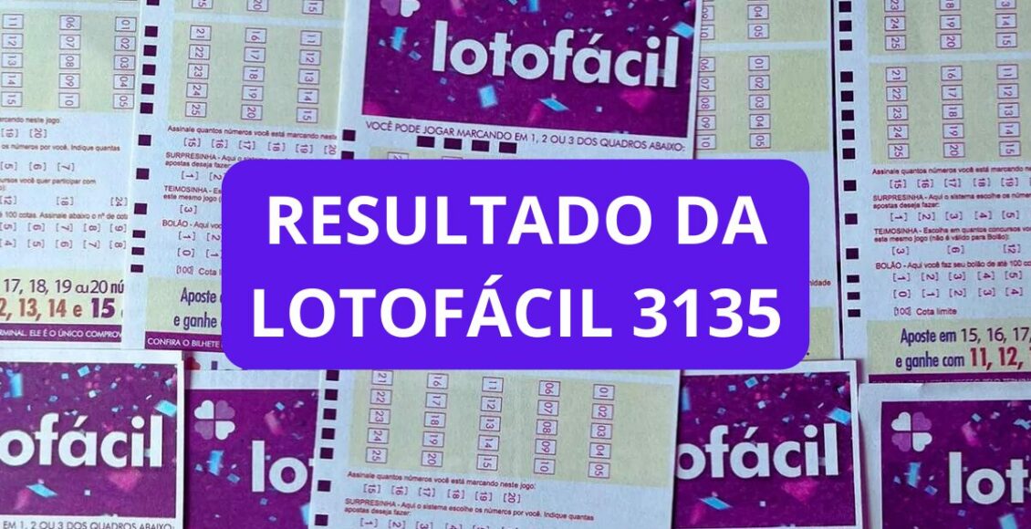 Imagem do resultado da Lotofácil 3135