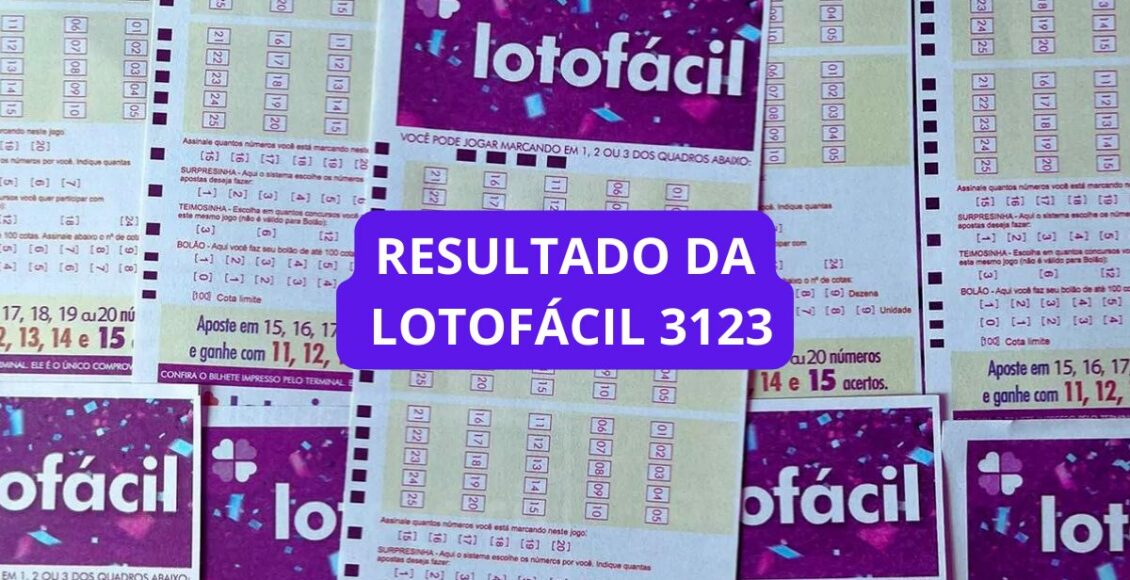 imagem do Sorteio do resultado da Lotofácil 3123