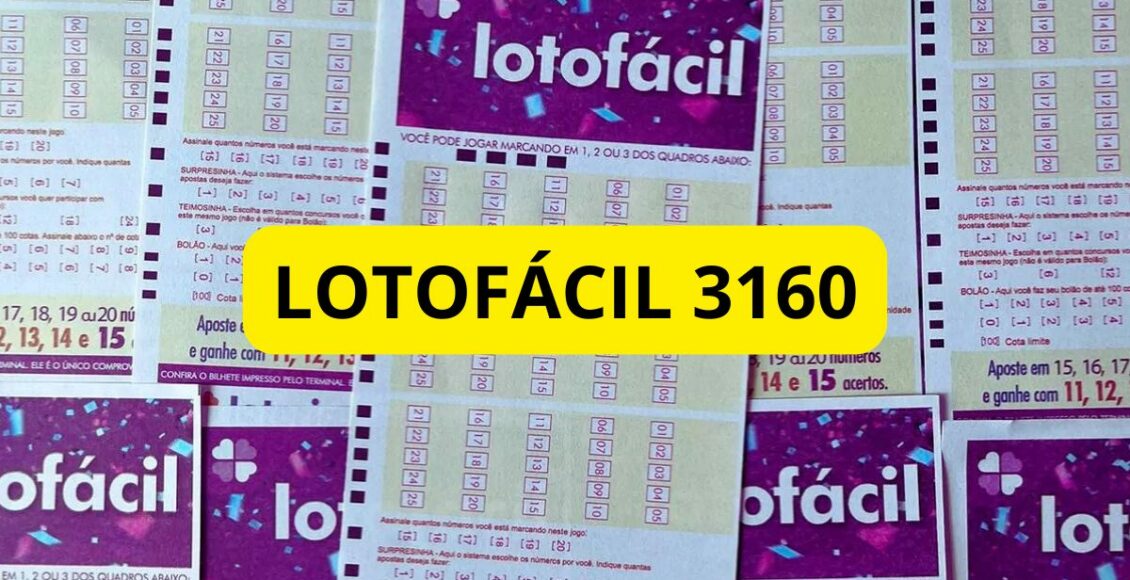 Imagem do resultado da Lotofácil 3160