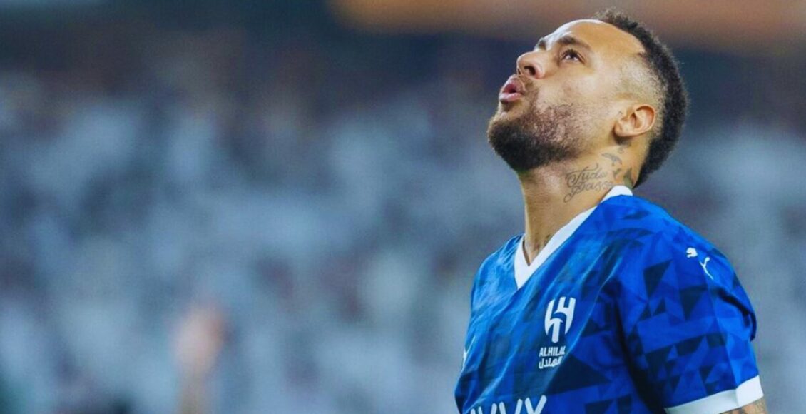 Imagem mostra o jogador neymar no jogo do Al Hilal